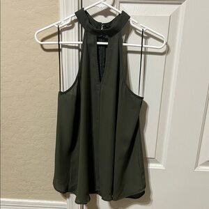 Elegant Sleeveless Halter Top - Olive Green